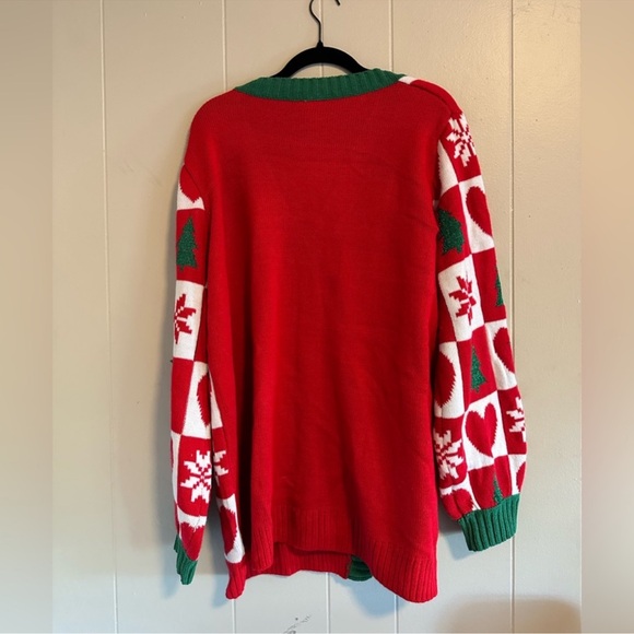 No Boundaries XXL Citron Santa Clause Ugly Christmas Button Up Cardigan - Picture 3 of 9